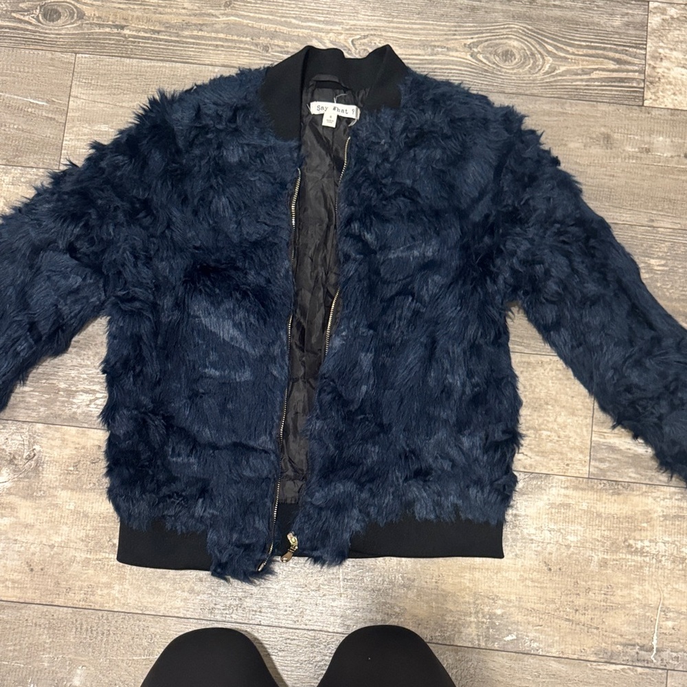 She + Sky Deep Blue Teddy Jacket